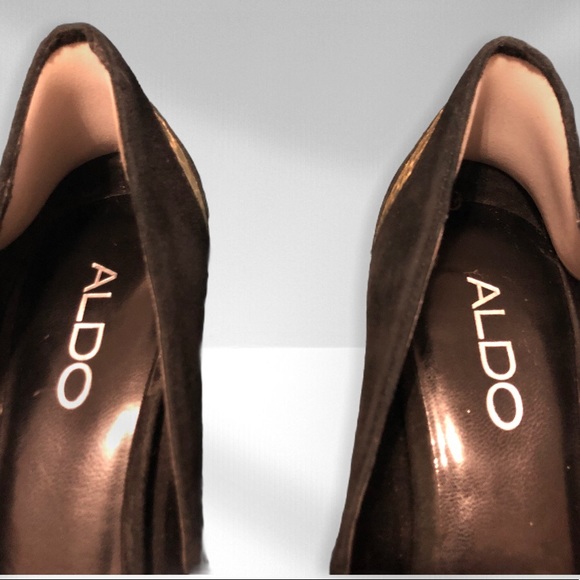 Aldo Black & Gold Suede Pumps - Picture 3 of 4